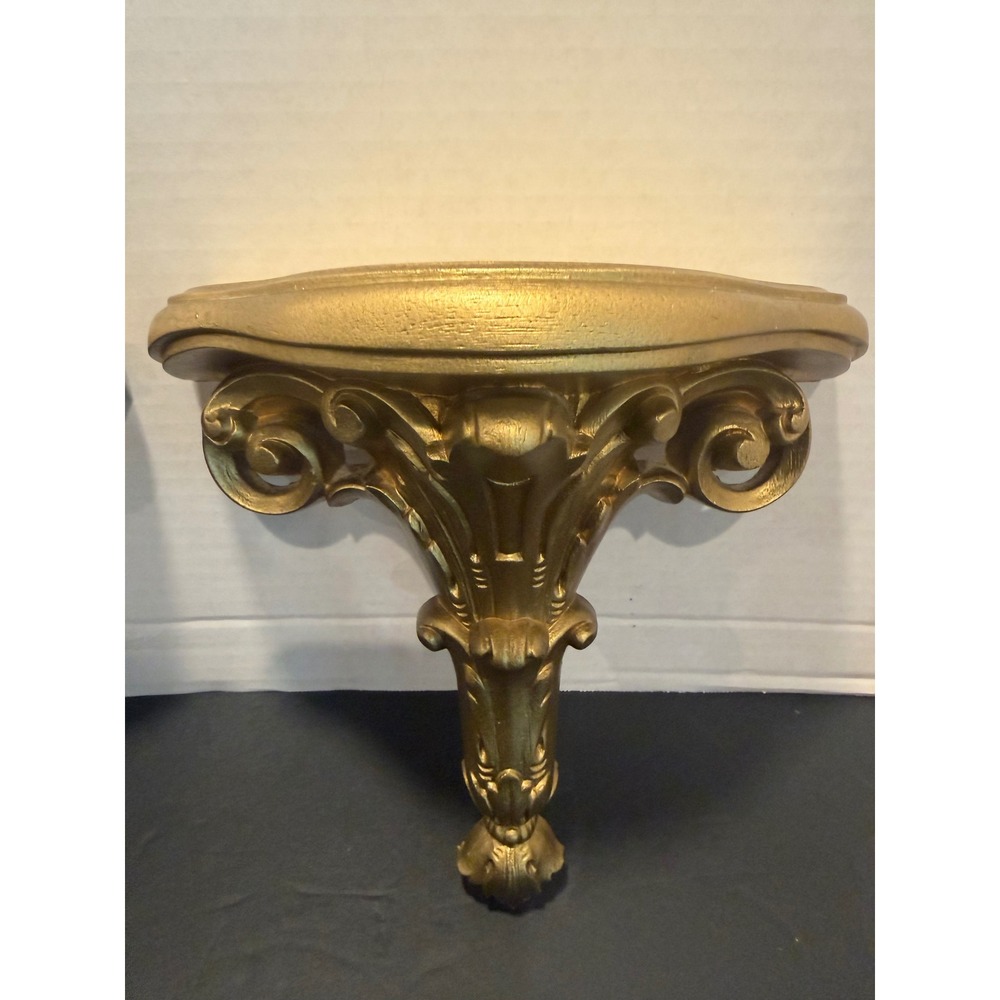 VTG Burwood Gold Ornate Wall Corbel Shelves Pair Syroco Style Hollywood Regency - Picture 3 of 15